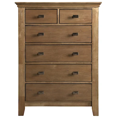 5 Drawer Chest with Silver Metal Drawer Pulls